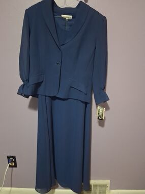 Julian Taylor Navy Blue Maxi Dress with Matching Jacket